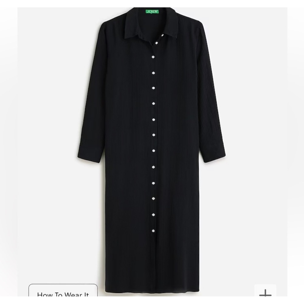 J.Crew Black Gauze Cotton Long Sleeve Shirtdres Duster Coverup XS NWT Transition